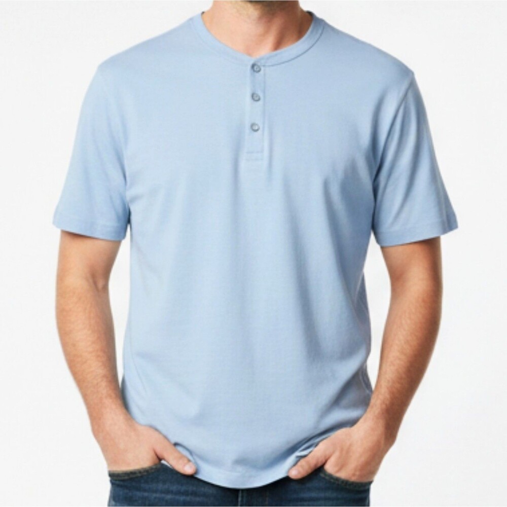 EDDIE BAUER Shirt Light Blue Short Sleeve Polo Buttons Men Size XL NEW NWT